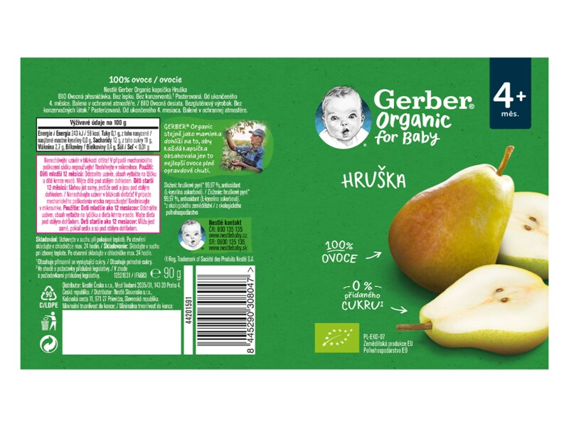 Gerber Kapsička hruška BIO 4+ měsíců 90 g