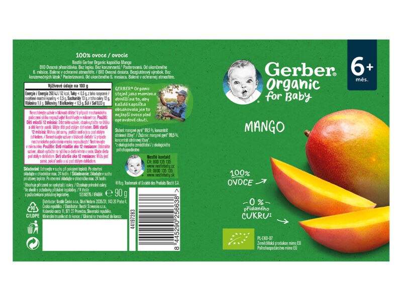 Gerber Kapsička mango BIO 6+ měsíců 90 g 