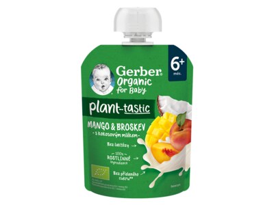 Gerber Kapsička mango a broskev s kokosovým mlékem BIO 6+ měsíců 80 g 