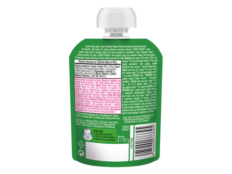 Gerber Kapsička mango a kdoule s kokosovým mlékem BIO 6+ měsíců 80 g Gerber Kapsička mango a kdoule s kokosovým mlékem BIO 6+ měsíců 80 g