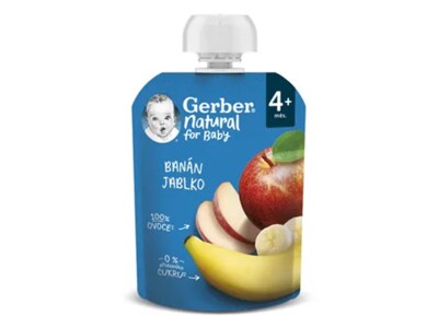 Gerber Natural kapsička banán a jablko 4+ měsíců 90 g 
