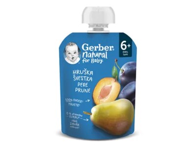 Gerber Natural kapsička hruška a švestka 6+ měsíců 90 g 