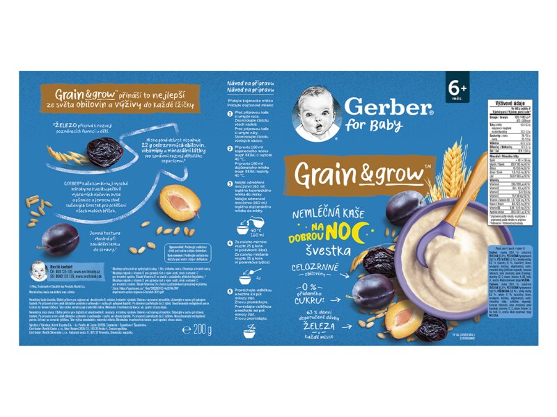 Gerber Nemléčná kaše na dobrou noc švestka 6+ měsíců 200 g 