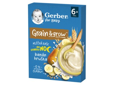 Gerber Mléčná kaše pšenično-ovesná na dobrou noc banán a hruška 6+ měsíců 200 g Gerber Mléčná kaše pšenično-ovesná na dobrou noc banán a hruška 6+ měsíců 200 g