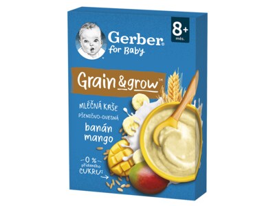 Gerber Mléčná kaše pšenično-ovesná banán a mango 8+ měsíců 200 g Gerber Mléčná kaše pšenično-ovesná banán a mango 8+ měsíců 200 g
