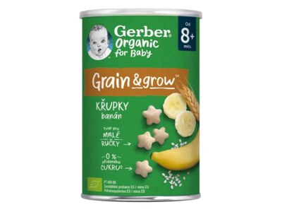 Gerber Rýžovo-pšeničné křupky banánové BIO 8+ měsíců 35 g Gerber Rýžovo-pšeničné křupky banánové BIO 8+ měsíců 35 g