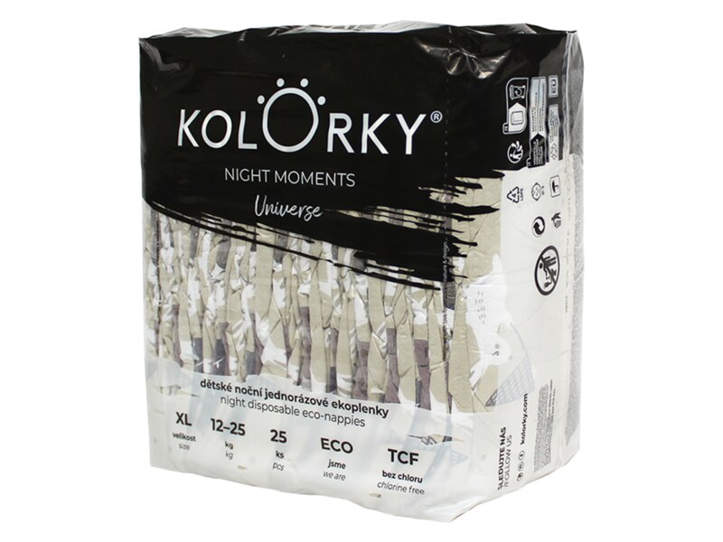 Kolorky Night Moments Vesmír dětské plenky XL 12-25 kg 25 ks 
