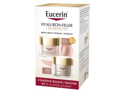 Eucerin Hyaluron-Filler + Elasticity Rosé SPF30 denní krém + noční krém 2x50 ml Eucerin Hyaluron-Filler + Elasticity Rosé SPF30 denní krém + noční krém 2x50 ml