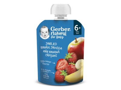 Gerber Natural kapsička jablko, banán a jahoda 6+ měsíců 90 g 