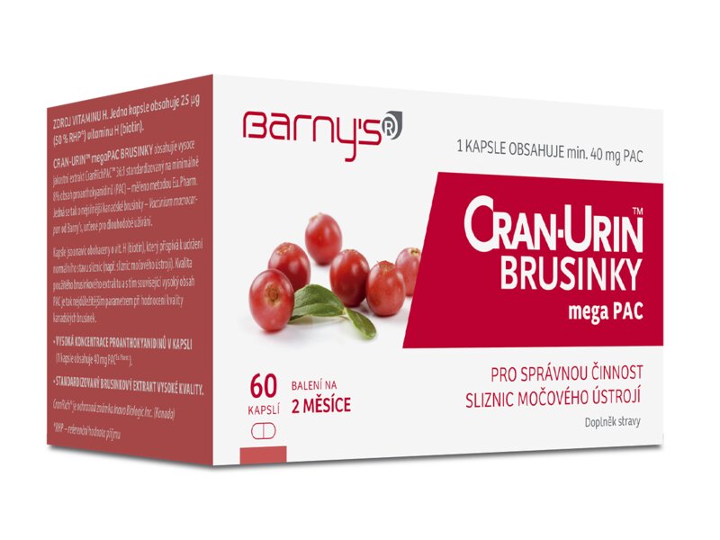 Barnys Cran-Urin megaPAC brusinky 60 kapslí