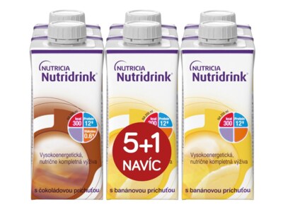 Nutridrink balíček 5+1 (čokoláda+banán) 6x200 ml