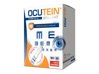 Ocutein Brillant Lutein 25 mg 90+30 tobolek + dárek Sensigel oční gel 15 ml