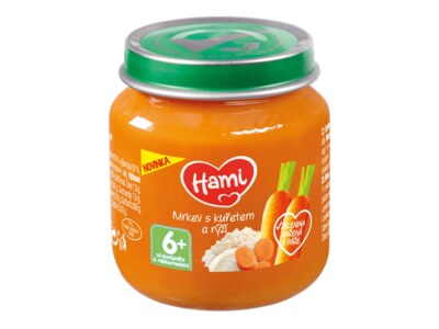 Hami příkrm Mrkev s kuřetem a rýží 6+ 125 g Hami příkrm Mrkev s kuřetem a rýží 6+ 125 g