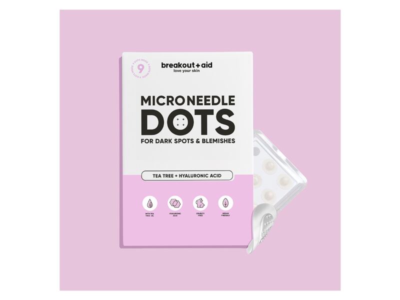 Breakout+aid Náplasti s mikrojehličkami na skvrny po akné 9 ks