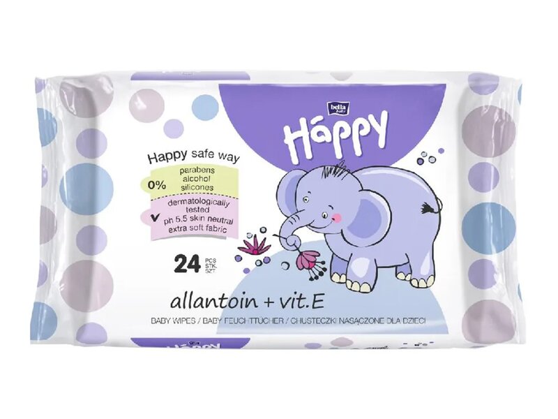 Bella Baby Happy Vlhčené ubrousky allantoin+vitamin E 24 ks