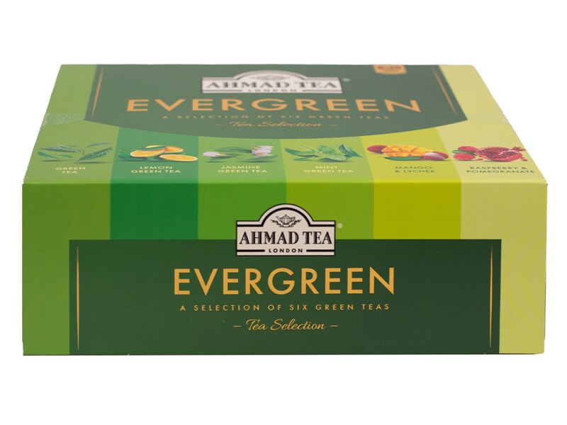 Ahmad Tea Evergreen nálevové sáčky 10x1,5g, 50x2g papírová kazeta 