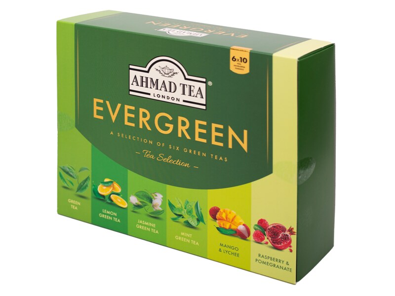 Ahmad Tea Evergreen nálevové sáčky 10x1,5g, 50x2g papírová kazeta 