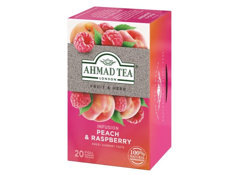 Ahmad Tea Raspberry and Peach nálevové sáčky 20x1,8 g Ahmad Tea Raspberry and Peach nálevové sáčky 20x1,8 g