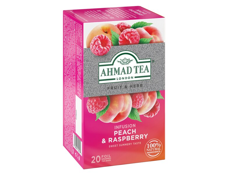 Ahmad Tea Raspberry and Peach nálevové sáčky 20x1,8 g Ahmad Tea Raspberry and Peach nálevové sáčky 20x1,8 g