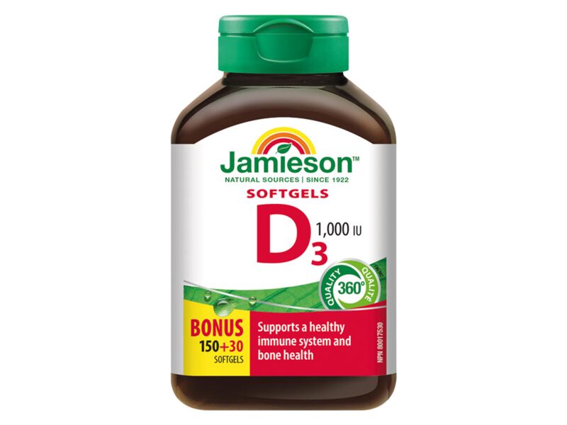 Jamieson Vitamín D3 1000 IU 180 kapslí