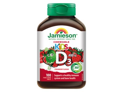 Jamieson Vitamín D3 Kids jahoda 100 cucacích tablet