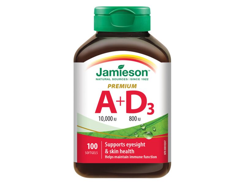 Jamieson Vitamíny A + D 10000/800 IU Premium 100 kapslí Jamieson Vitamíny A + D 10000/800 IU Premium 100 kapslí