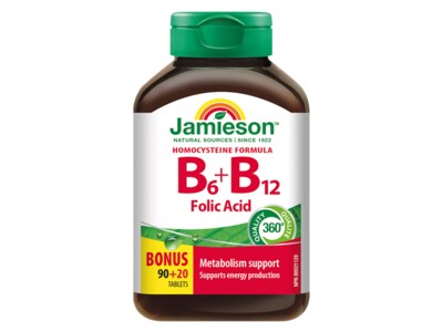 Jamieson Vitamíny B6, B12 + kyselina listová 110 tablet
