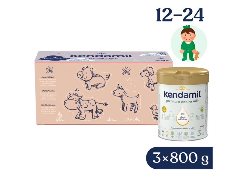 Kendamil Premium 3 HMO+ balení s dárkem 3x800 g