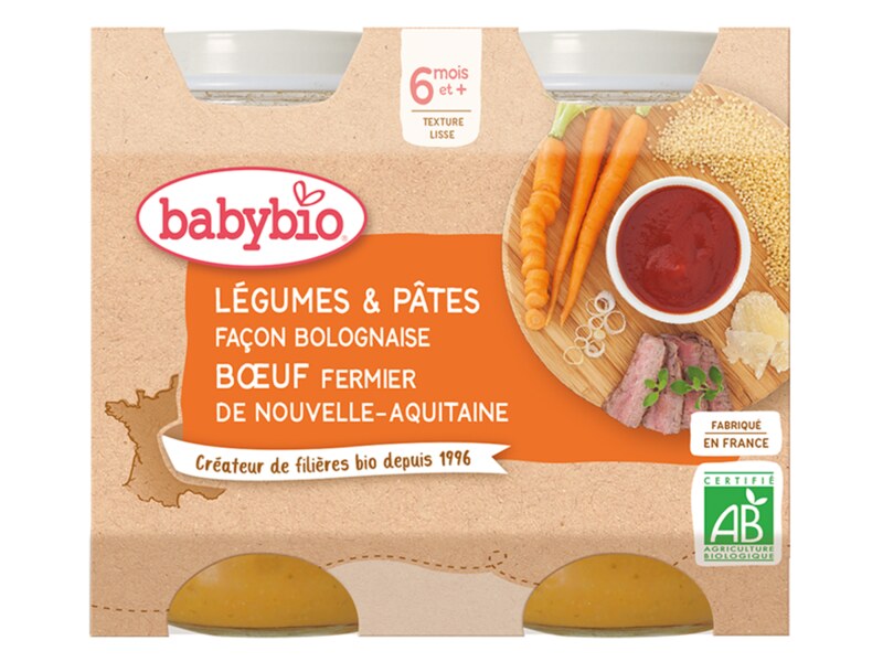 Babybio Boloňské těstoviny s hovězím masem 6m+ 2x200 g