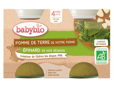 Babybio Brambory, špenát 4m+ 2x130 g