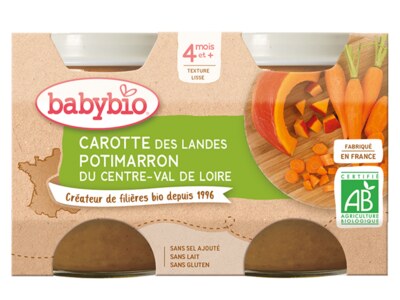 Babybio Mrkev, dýně 4m+ 2x130 g Babybio Mrkev, dýně 4m+ 2x130 g