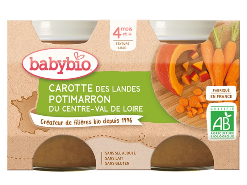 Babybio Mrkev, dýně 4m+ 2x130 g