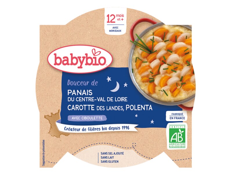 Babybio Večerní menu pastiňák, mrkev, polenta 12m+ 230 g
