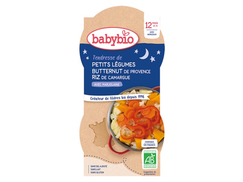 Babybio Večerní menu zelenina, dýně, rýže 12m+ 2x200 g