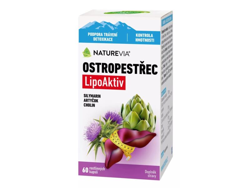 NatureVia Ostropestřec LipoAktiv 60 kapslí NatureVia Ostropestřec LipoAktiv 60 kapslí