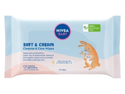 Nivea Baby Soft & Cream čisticí ubrousky 57 ks Nivea Baby Soft & Cream čisticí ubrousky 57 ks