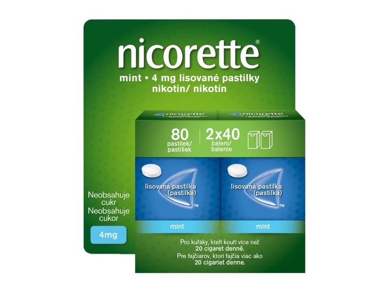 Nicorette Mint 4 mg 2 x 40 lisovaných pastilek