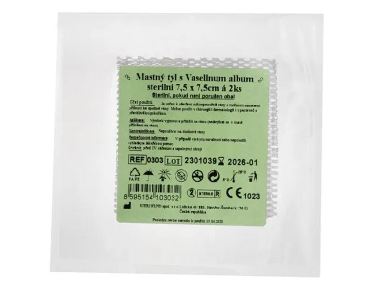 Steriwund Krytí sterilní - mastný tyl 7,5x7,5 cm/2 ks