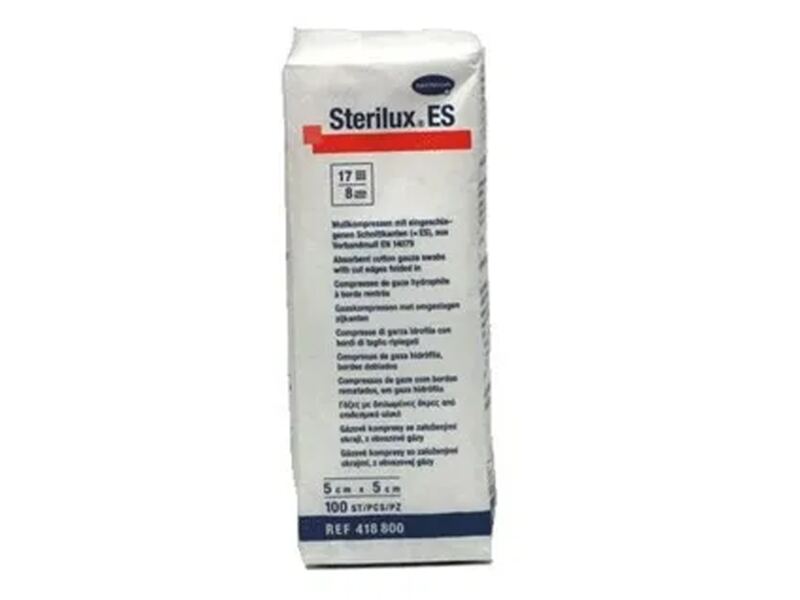 Sterilux Gáza kompresní nesterilní 17 vláken 8 vrstev 5x5 cm 100 ks