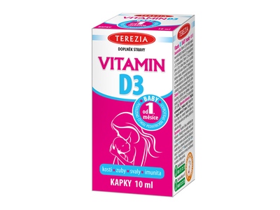Terezia Vitamin D3 baby od 1. měsíce 400 IU kapky 10 ml Terezia Vitamin D3 baby od 1. měsíce 400 IU kapky 10 ml