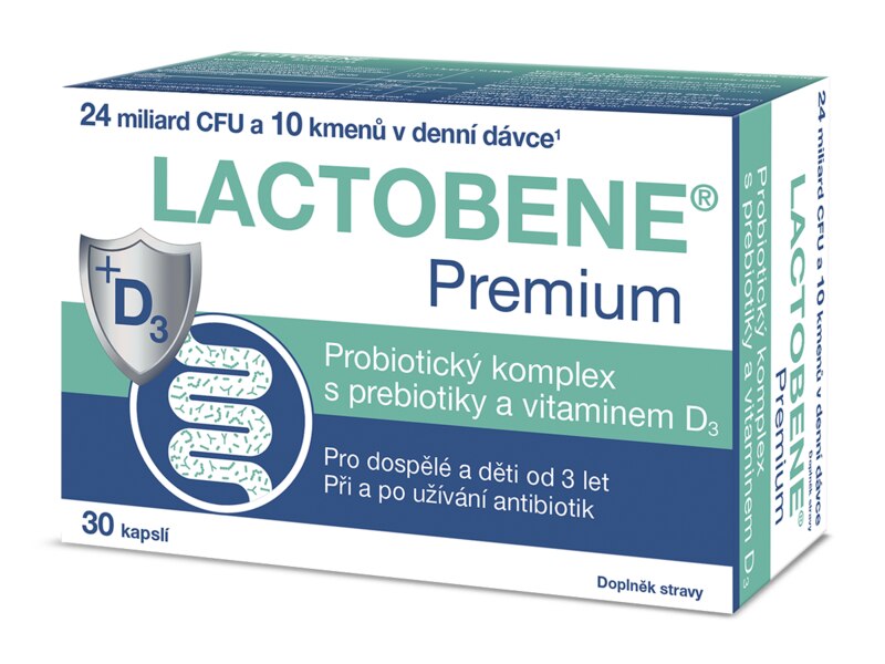 Lactobene Premium probiotika s vitaminem D3 30 kapslí Lactobene Premium probiotika s vitaminem D3 30 kapslí