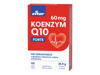 Vitar Koenzym Q10 60 mg + Selen + Vitamín E + Thiamin 60 kapslí