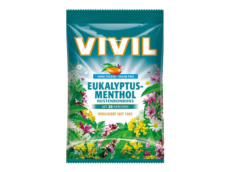 Vivil Eukalyptus-Mentol+20 bylin bez cukru 60 g