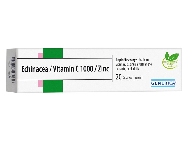 Echinacea/Vitamin C 1000/Zinc Generica 20 šumivých tablet Echinacea/Vitamin C 1000/Zinc Generica 20 šumivých tablet