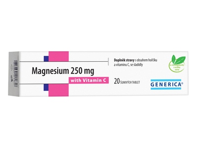 Magnesium 250 mg s vitamínem C Generica 20 šumivých tablet