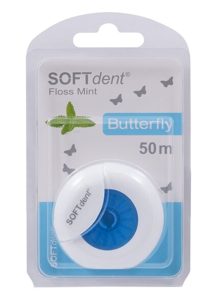 Softdent Butterfly dentální nit s mátou 50 m 1 ks
