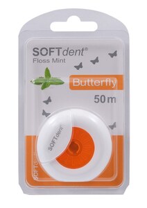 Softdent Butterfly dentální nit s mátou 50 m 1 ks