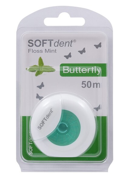Softdent Butterfly dentální nit s mátou 50 m 1 ks