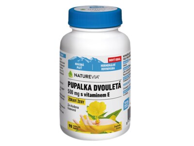 NatureVia Pupalka dvouletá 500 mg + vitamín E 90 kapslí NatureVia Pupalka dvouletá 500 mg + vitamín E 90 kapslí