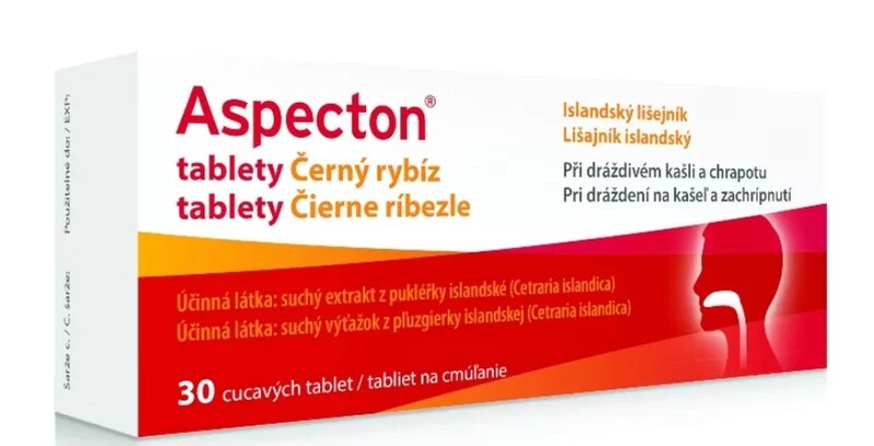 Aspecton tablety na kašel Černý rybíz 30 ks Aspecton tablety na kašel Černý rybíz 30 ks